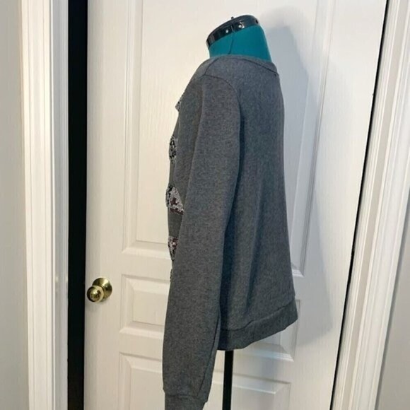 Forever XXI Green Sequin Stripe Crew Neck Casual Long Sleeve Comfy Sweatshirt - Picture 5 of 9